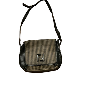 Fendi Black and Tan Striped Shoulder Bag. Vintage